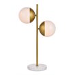 Living District Eclipse 2-Light Metal & Glass Table Lamp in Brass/Frosted White
