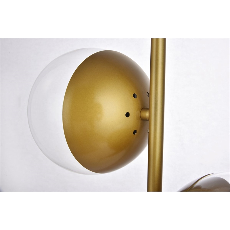 Living District Eclipse 2-Light Metal & Glass Table Lamp in Brass/Clear