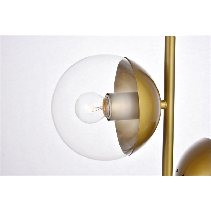 Living District Eclipse 2-Light Metal & Glass Table Lamp in Brass/Clear