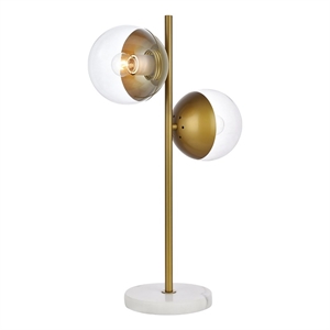 living district eclipse 2-light metal & glass table lamp in brass/clear