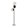 Living District Eclipse 3-Light Metal Floor Lamp in Black and Frosted White