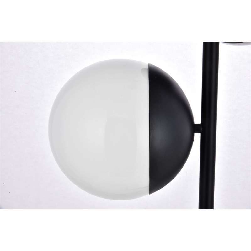 Living District Eclipse 3-Light Metal Floor Lamp in Black and Frosted White