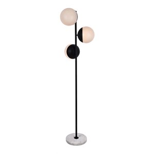 living district eclipse 3-light metal floor lamp in black and frosted white