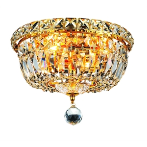 Living District Wiley 4-Light Transitional Metal Flush Mount in Gold