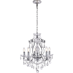 Living District Voltaire 5-Light Transitional Metal Chandelier in Chrome