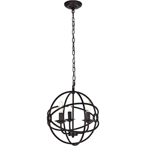 Living District Octavia 3-Light Transitional Metal Pendant in Dark Brown