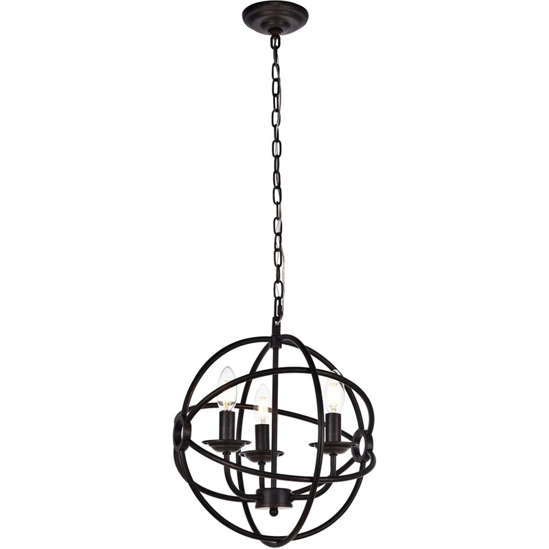 Living District Octavia 3-Light Transitional Metal Pendant in Dark Brown