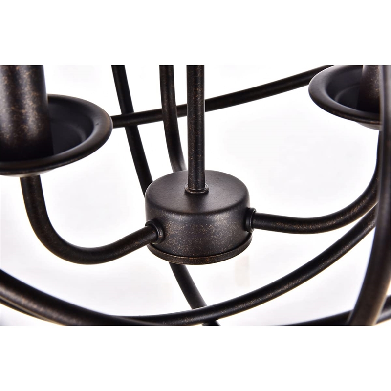 Living District Octavia 3-Light Transitional Metal Pendant in Dark Brown