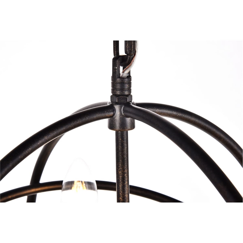 Living District Octavia 3-Light Transitional Metal Pendant in Dark Brown