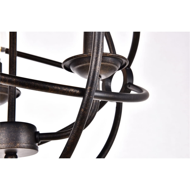 Living District Octavia 3-Light Transitional Metal Pendant in Dark Brown
