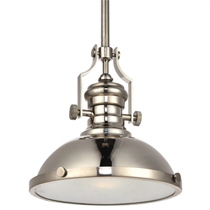 Living District Eamon 1-Light Transitional Metal Pendant in Polished Nickel