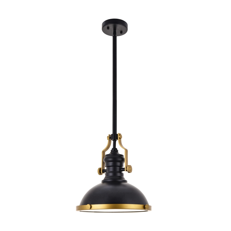 Living District Eamon 1-Light Transitional Metal Pendant in Polished Nickel