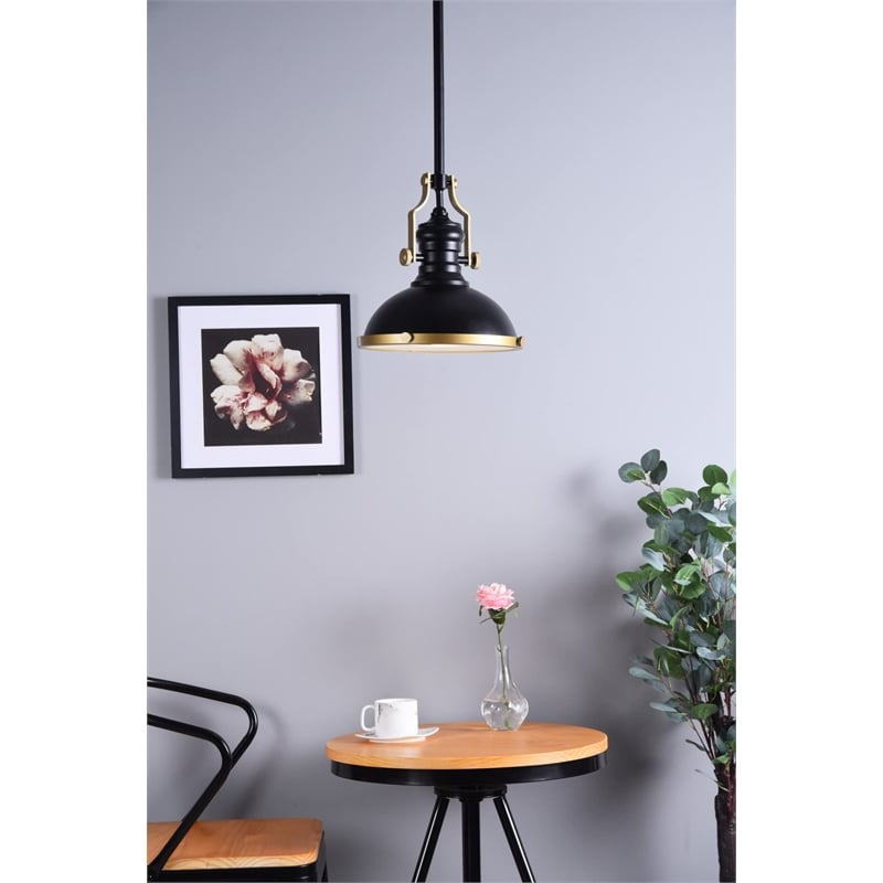 Living District Eamon 1-Light Transitional Metal Pendant in Polished Nickel