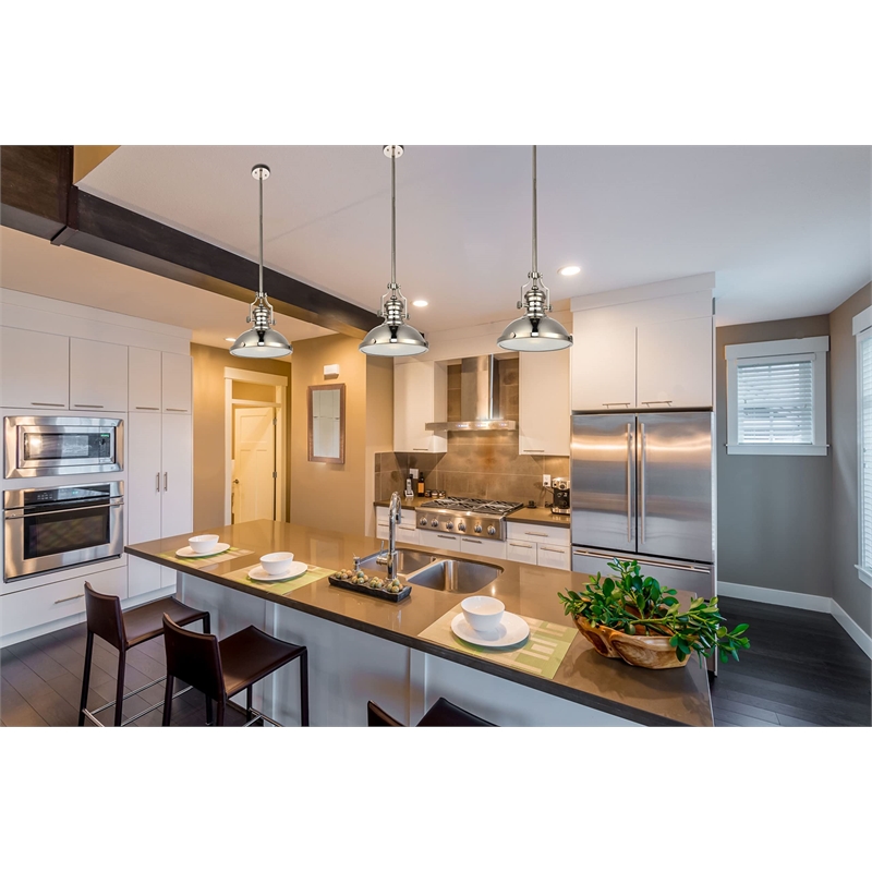 Living District Eamon 1-Light Transitional Metal Pendant in Polished Nickel