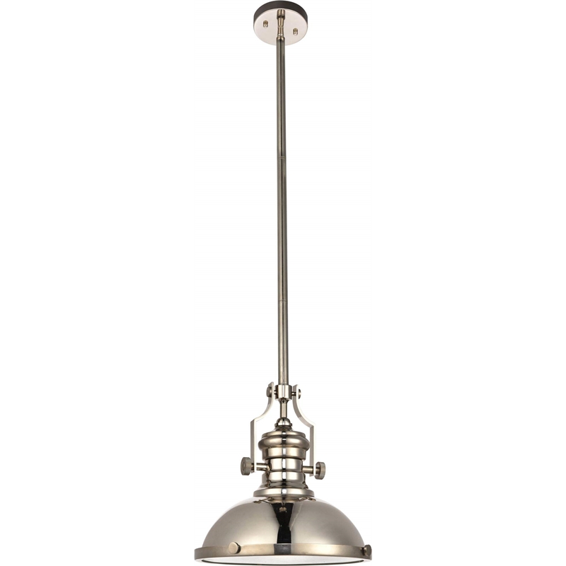 Living District Eamon 1-Light Transitional Metal Pendant in Polished Nickel