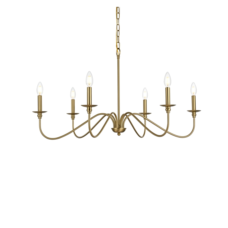 Living District Rohan 6-Light Transitional Metal Chandelier in Matte Black