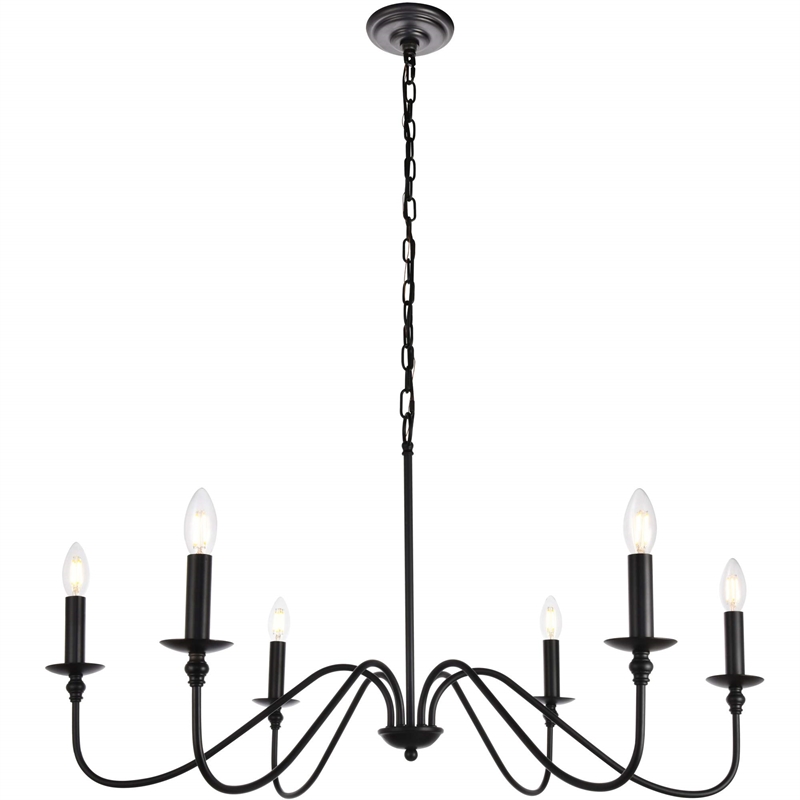 Living District Rohan 6-Light Transitional Metal Chandelier in Matte Black