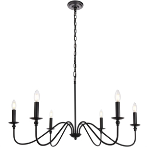 Living District Rohan 6-Light Transitional Metal Chandelier in Matte Black