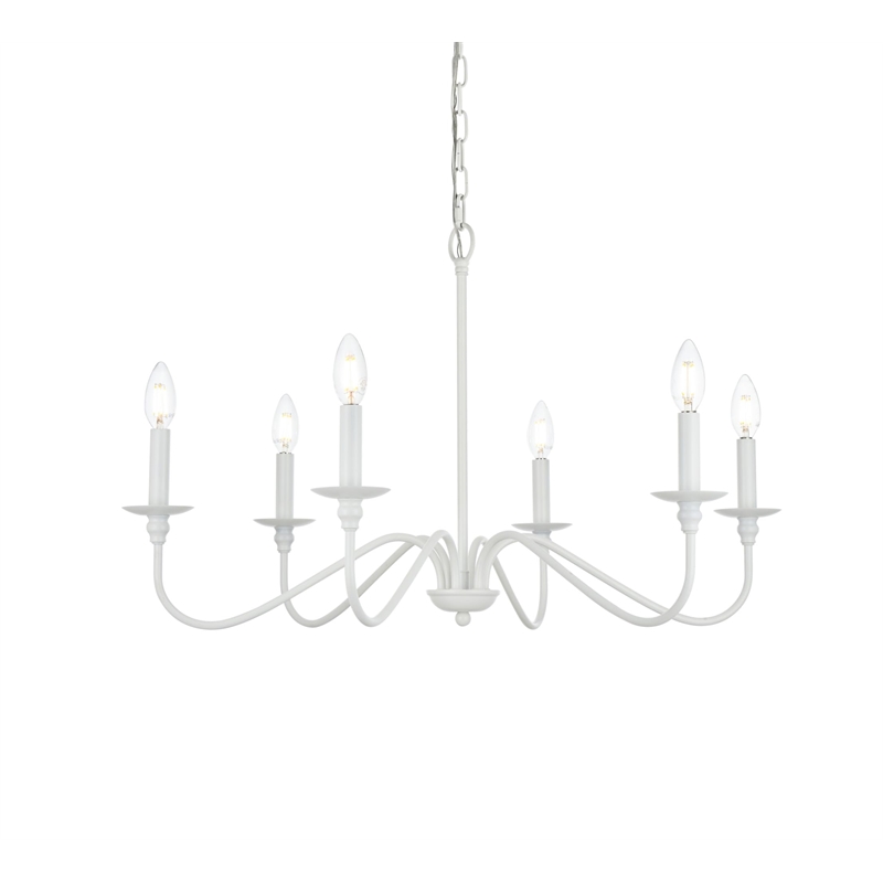 Living District Rohan 6-Light Transitional Metal Chandelier in Matte Black