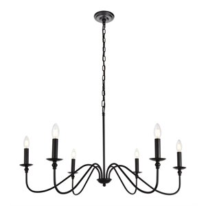 living district rohan 6-light transitional metal chandelier in matte black