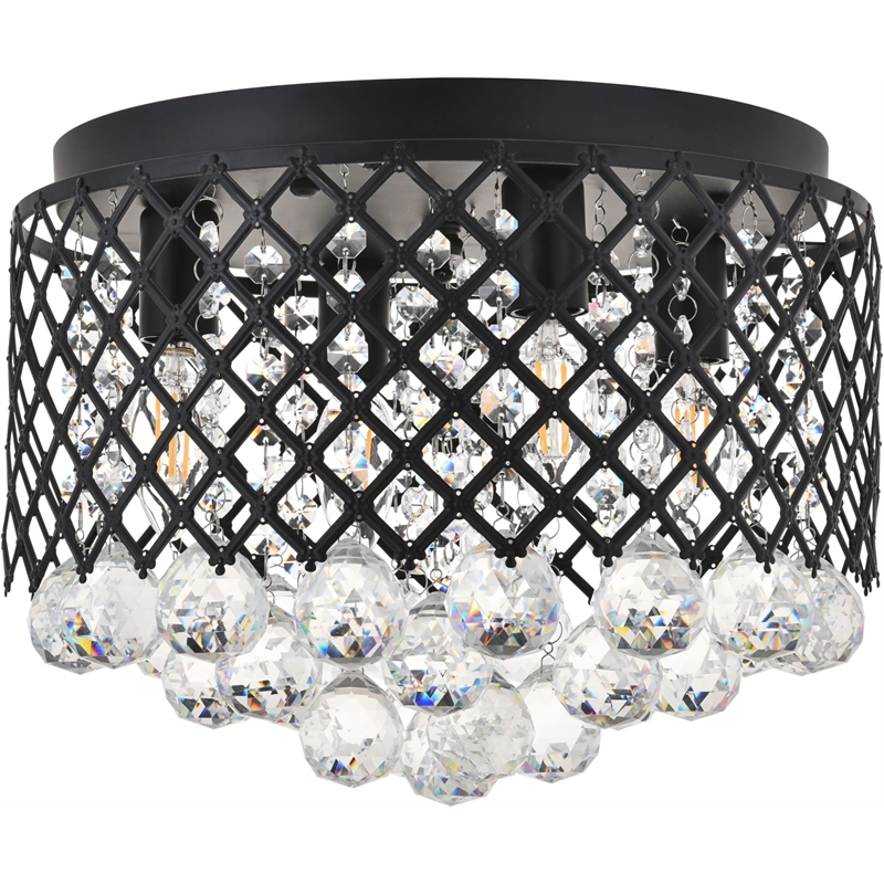 Living District Tully 4-Light Mid-Century Metal Flush Mount in Chrome