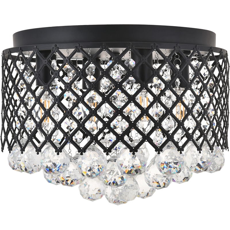 Living District Tully 4-Light Mid-Century Metal Flush Mount in Chrome