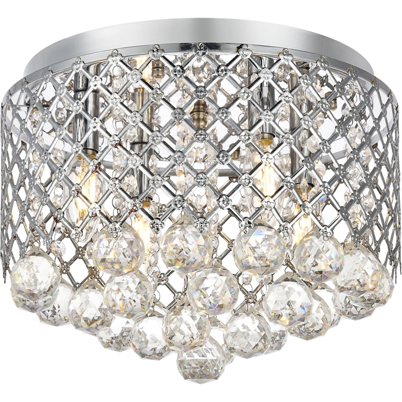 Living District Tully 4-Light Mid-Century Metal Flush Mount in Chrome