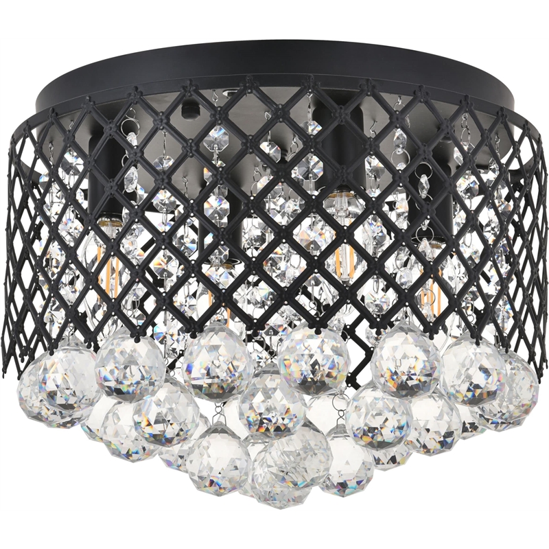 Living District Tully 4-Light Mid-Century Metal Flush Mount in Chrome