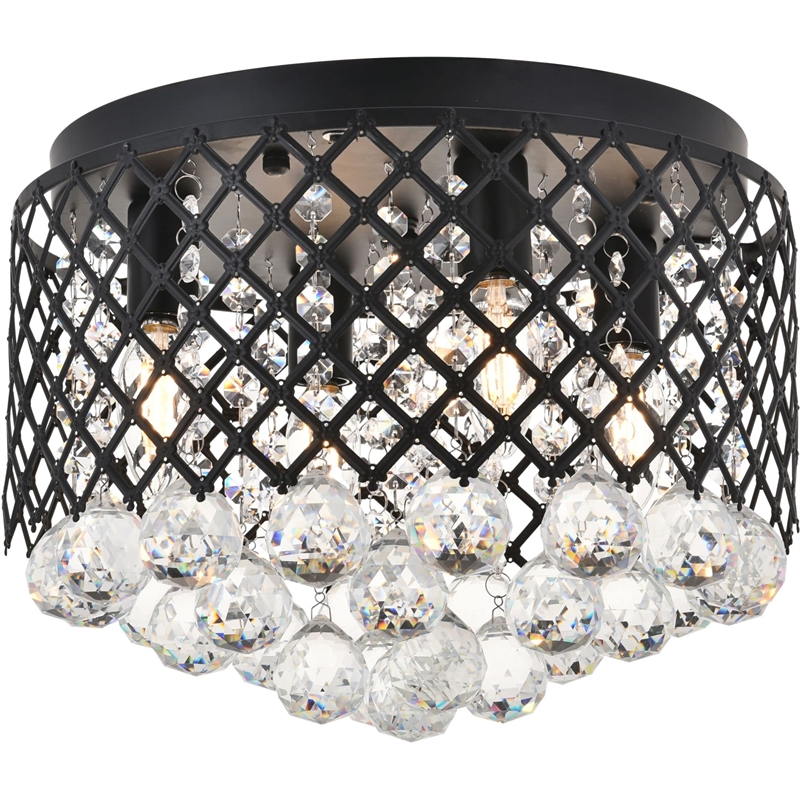 Living District Tully 4-Light Mid-Century Metal Flush Mount in Chrome