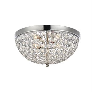 Living District Taye 3-Light Mid-Century Metal Flush Mount in Chrome