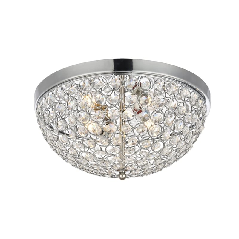 Living District Taye 3-Light Mid-Century Metal Flush Mount in Chrome