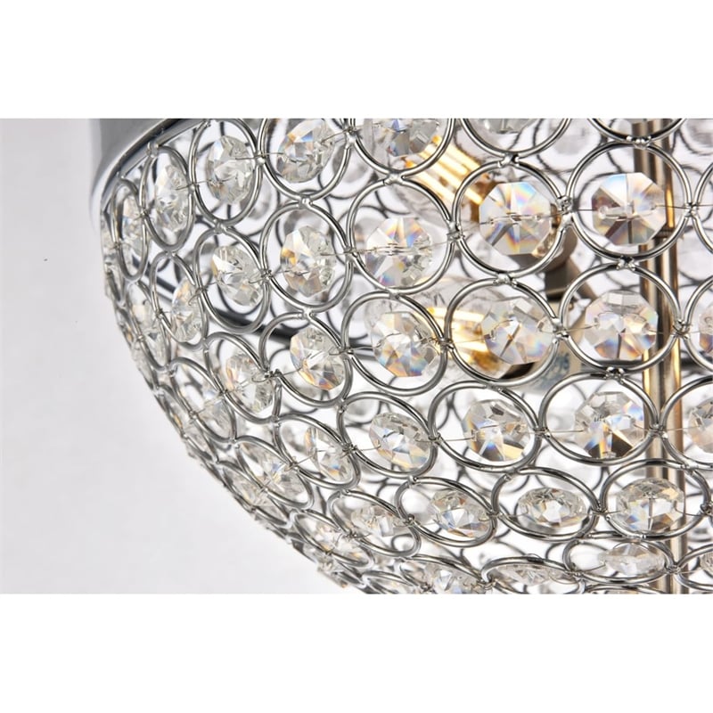 Living District Taye 3-Light Mid-Century Metal Flush Mount in Chrome