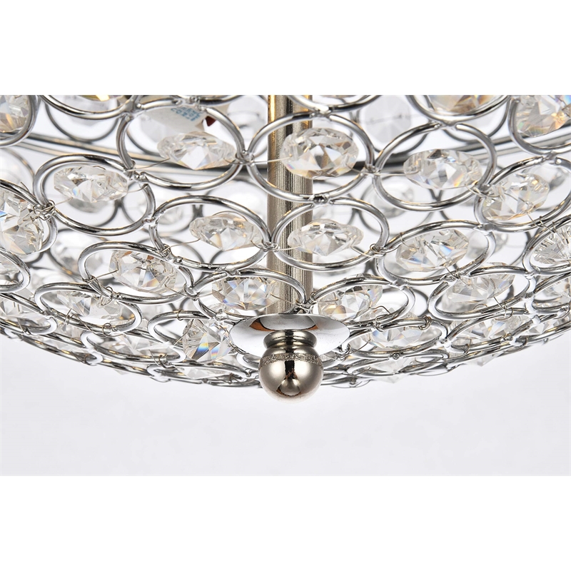 Living District Taye 3-Light Mid-Century Metal Flush Mount in Chrome