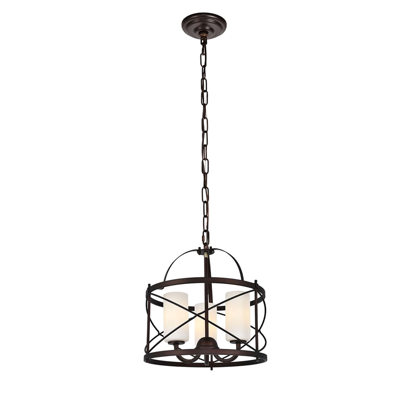 Living District Wren 3-Light Metal Pendant in Dark Copper Brown and White