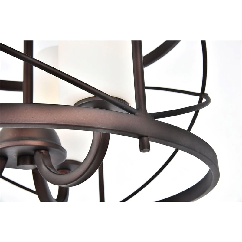 Living District Wren 3-Light Metal Pendant in Dark Copper Brown and White