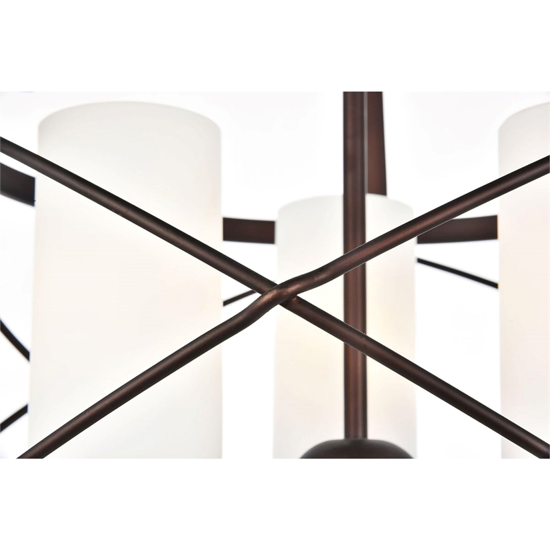 Living District Wren 3-Light Metal Pendant in Dark Copper Brown and White