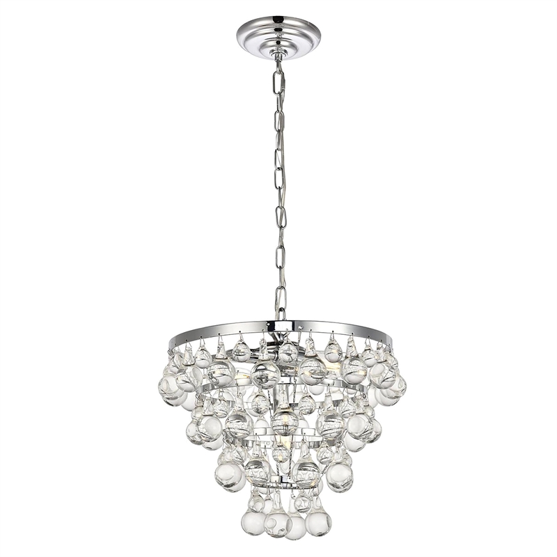 Living District Kora 3-Light Contemporary Metal Pendant in Chrome