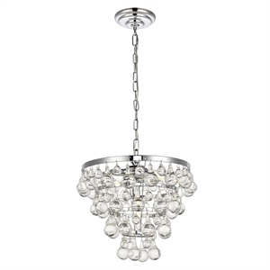Living District Kora 3-Light Contemporary Metal Pendant in Chrome