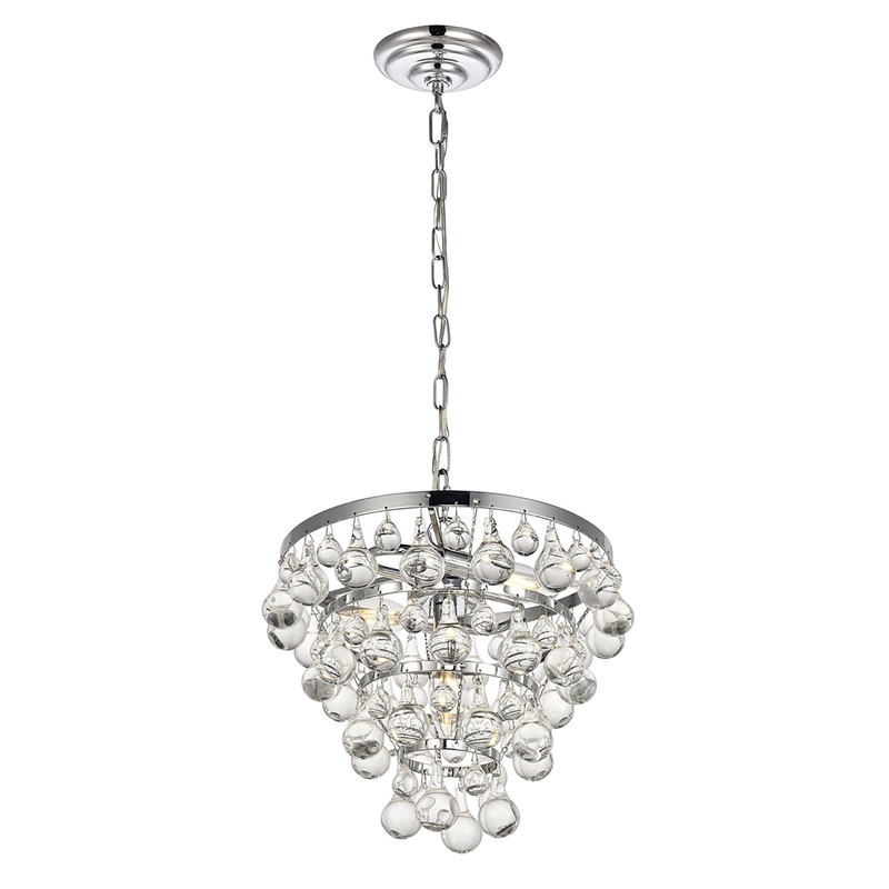 Living District Kora 3-Light Contemporary Metal Pendant in Chrome