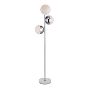 living district eclipse 3-light metal & glass floor lamp in chrome/frosted white