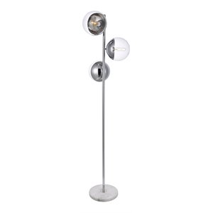 living district eclipse 3-light metal & glass floor lamp in chrome/clear