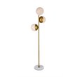 Living District Eclipse 3-Light Metal & Glass Floor Lamp in Brass/Frosted White
