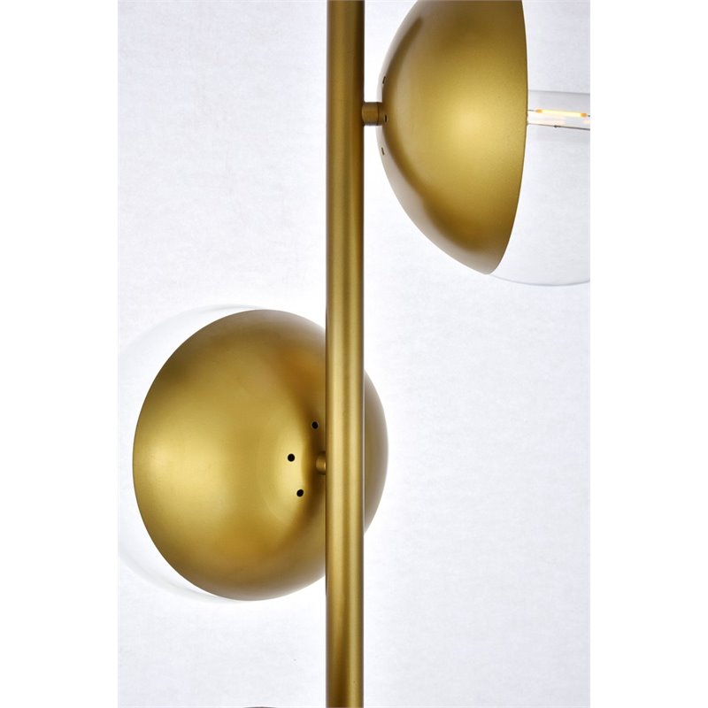 Living District Eclipse 3-Light Metal & Glass Floor Lamp in Brass/Clear