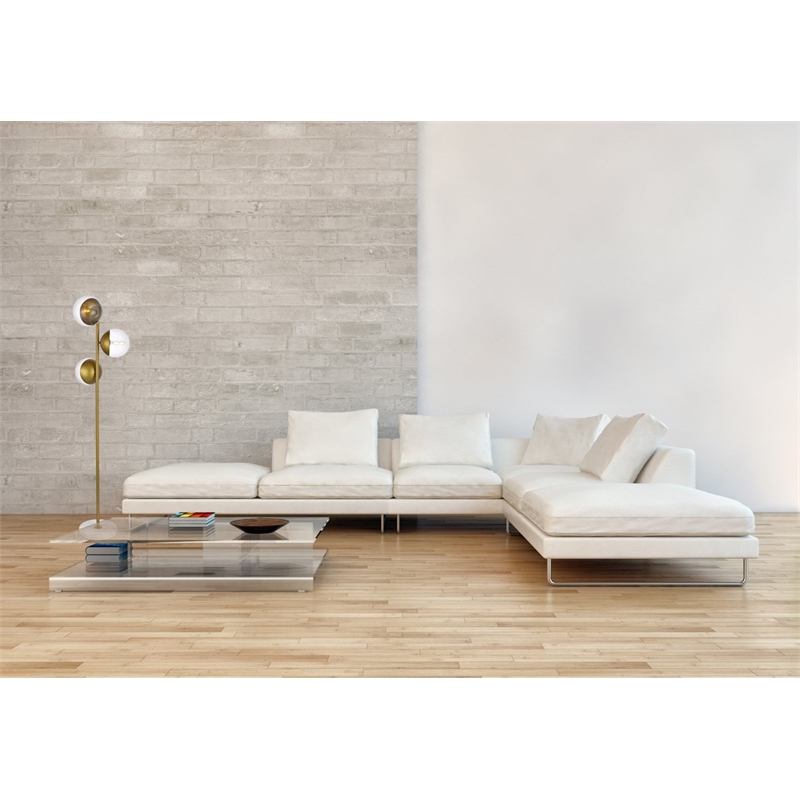 Living District Eclipse 3-Light Metal & Glass Floor Lamp in Brass/Clear