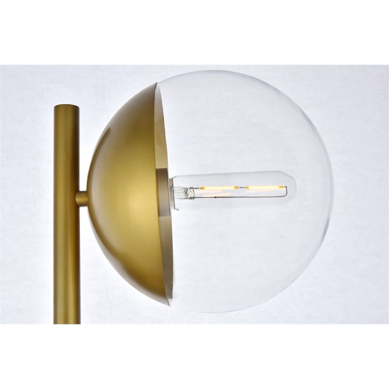 Living District Eclipse 3-Light Metal & Glass Floor Lamp in Brass/Clear