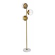Living District Eclipse 3-Light Metal & Glass Floor Lamp in Brass/Clear