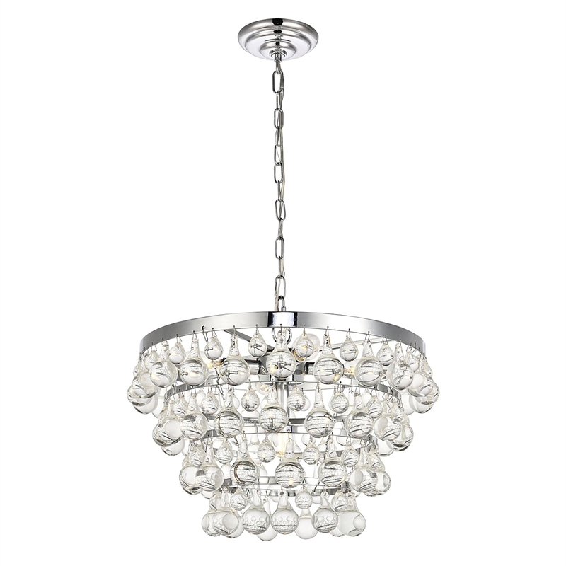 Living District Kora 5-Light Contemporary Metal Pendant in Chrome