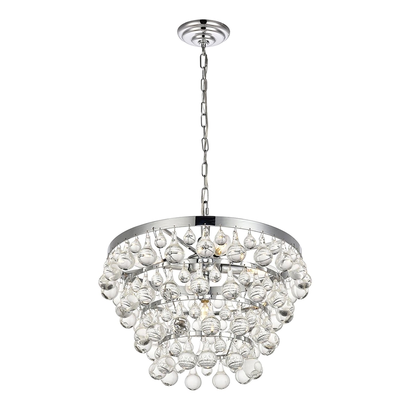 Living District Kora 5-Light Contemporary Metal Pendant in Chrome