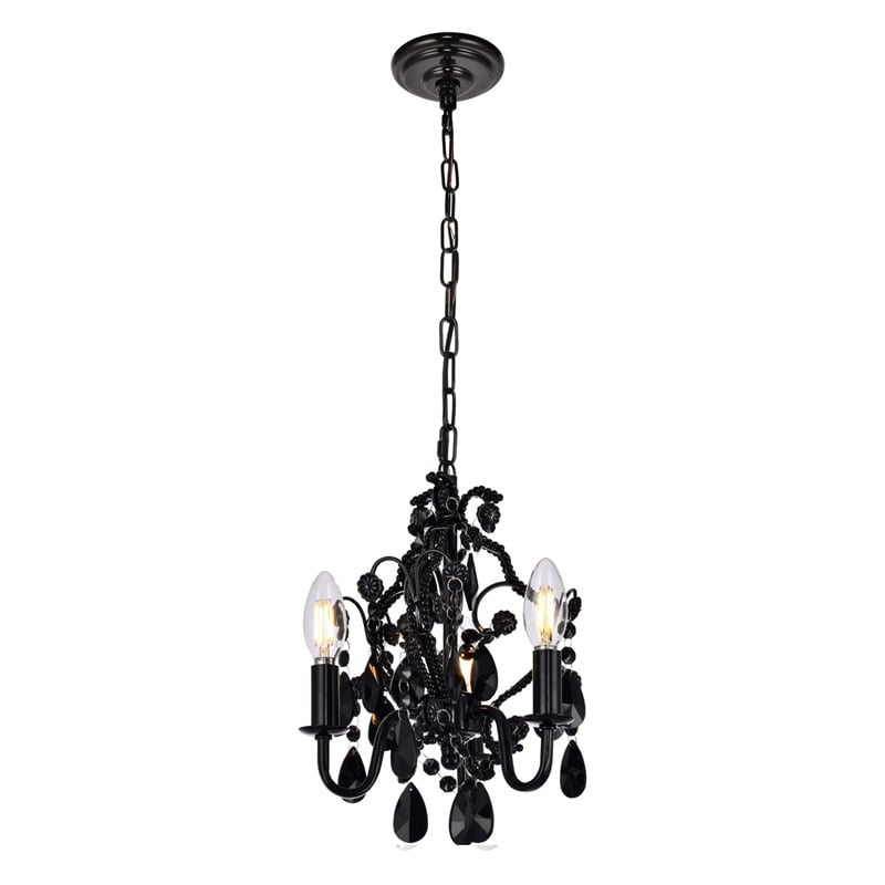 Living District Karter 3-Light Transitional Metal Pendant in Polished Black