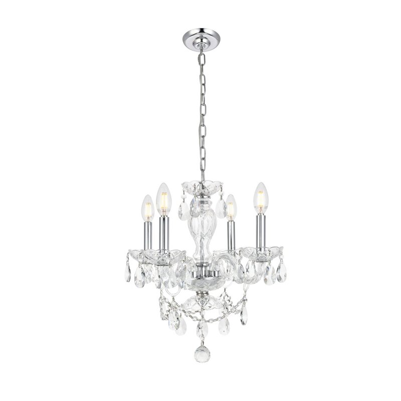 Living District Elle 4-Light Transitional Metal Pendant in Chrome
